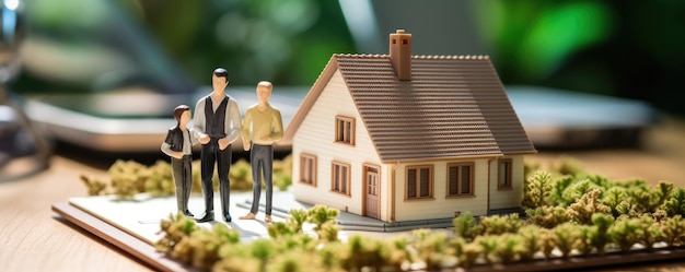 Agente immobiliare firma un contratto di mutuo per la casa con i clienti Mutuo per la casa e acquisto di proprietà Generativa ai