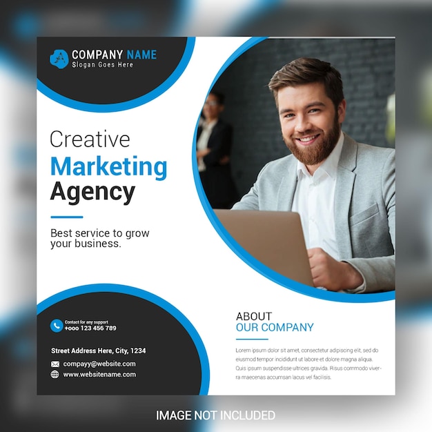 Agenzia di marketing digitale creativa e social media aziendali modello di post Instagram