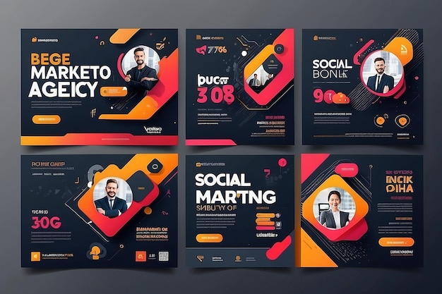 Agenzia di marketing digitale e soluzione aziendale modello vettoriale di post sui social media Design