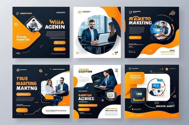 Agenzia di marketing digitale Webinar online Social Media Post Set Promozione aziendale Social Media Web Banner