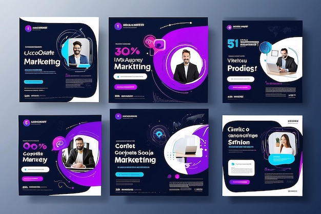 Agenzia di marketing digitale Webinar online Social Media Post Set Promozione aziendale Social Media Web Banner