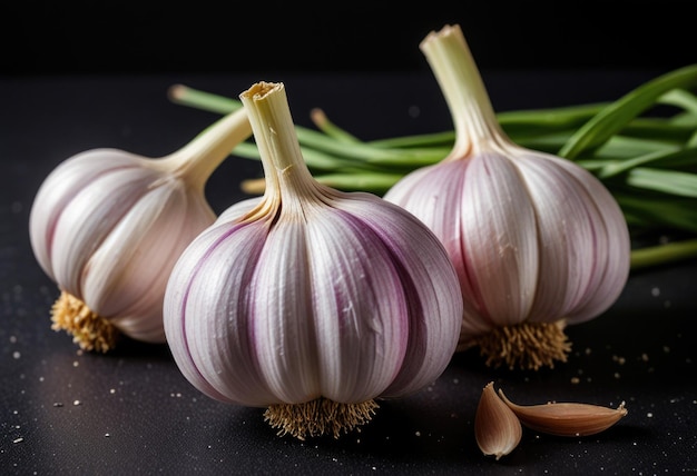 aglio su sfondo nero con sfondo nero