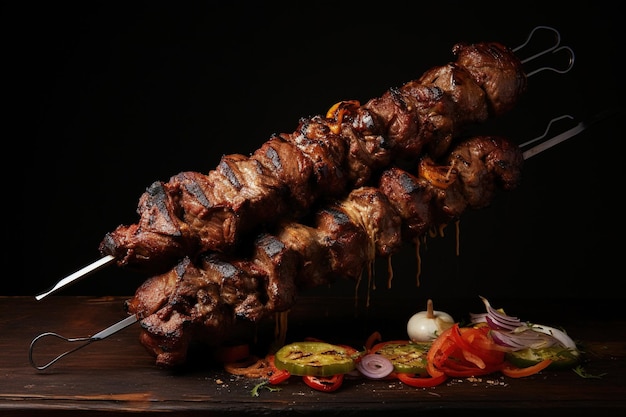 Agnello alla griglia su spiedini con verdure