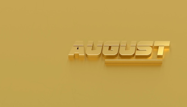 AGOSTO. Nome del mese per il rendering 3d del poster