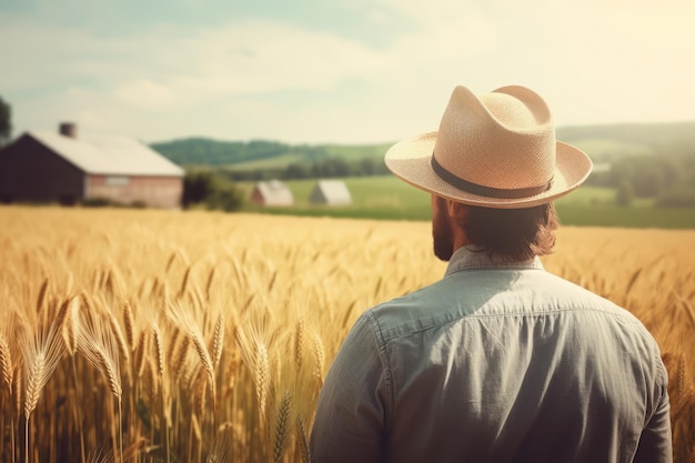 Agricoltore americano campo di grano in piedi Agronomo pianta di successo industria naturale Generare Ai