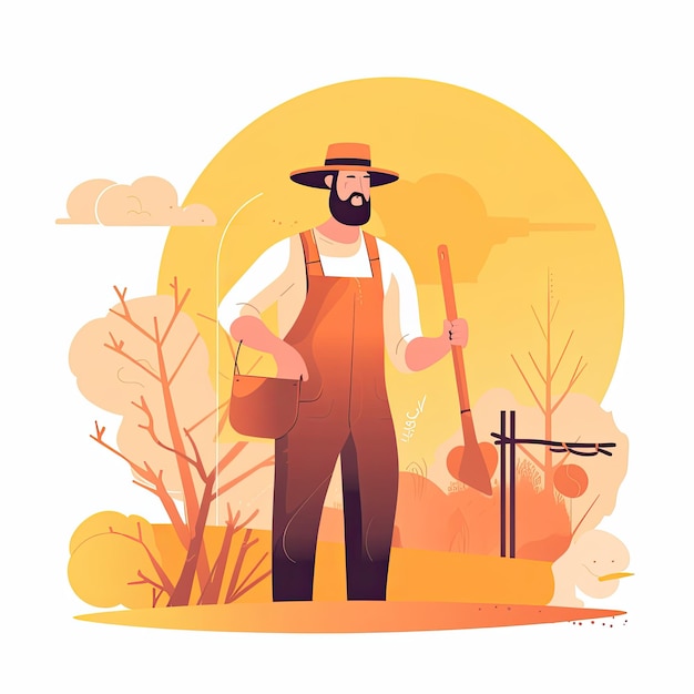 agricoltore fattoria clipart piatto vettore sito web illustrazione semplice pastello professione lavoro lavoro