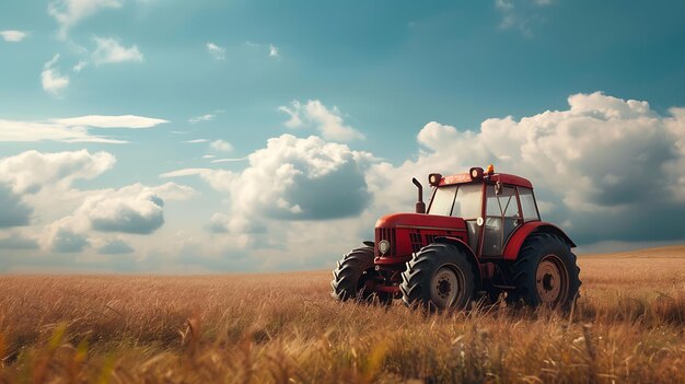 Agricoltore in trattore nel campo di grano