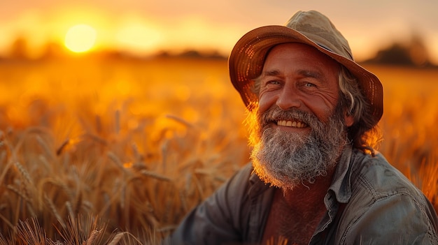 agricoltore in un campo di grano