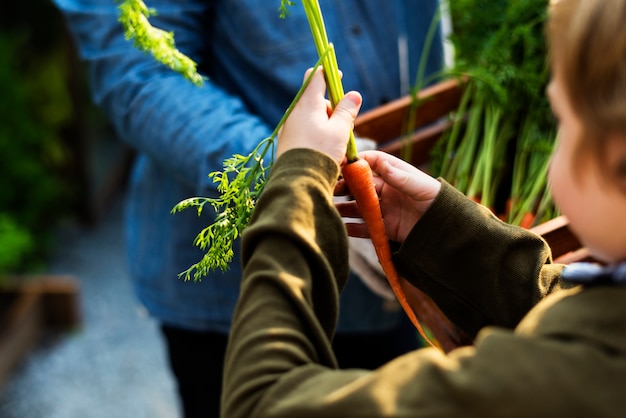 Agricoltori con prodotti biologici freschi