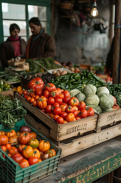 Agricoltori locali che vendono prodotti biologici in un mercato in Cile W Traditional and Culture Market Photo