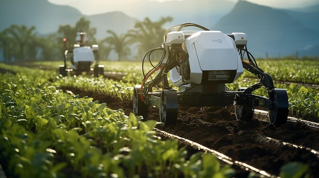 Agricoltori robotici intelligenti nell'agricoltura futuristica