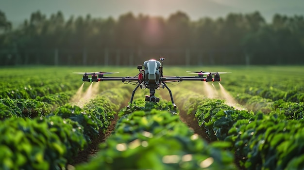 Agricoltura di precisione che utilizza droni per irrorare le colture una digitalizzazione nel concetto di agricoltura AI generativa