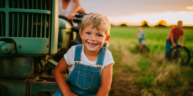 Agricoltura Ricreazione delle famiglie che si rilassano e si divertono nelle aziende agricole