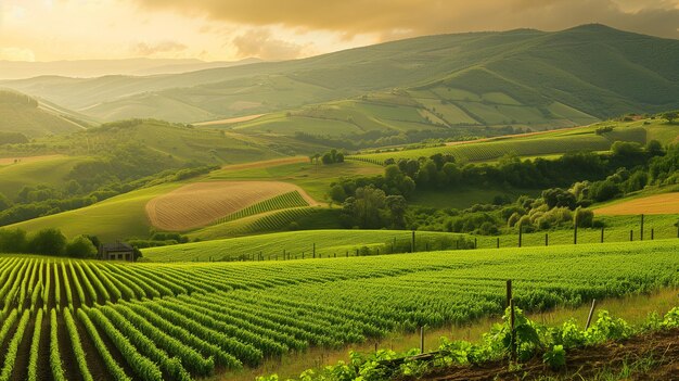 Agricoltura su colline verdi