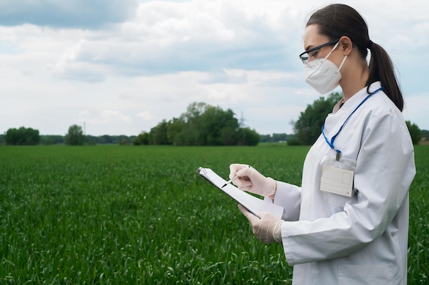 Agronomo che utilizza tablet e tecnologia nel campo di mais agricolo L'agricoltore cammina attraverso