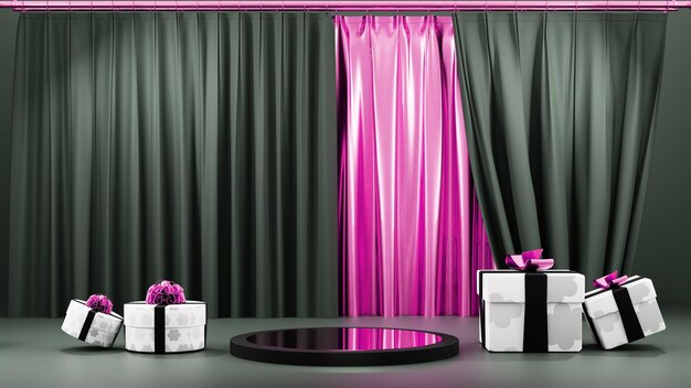 AH Podio moderno 3d sfondo rosa podio minimo piedistallo display sfondo del prodotto