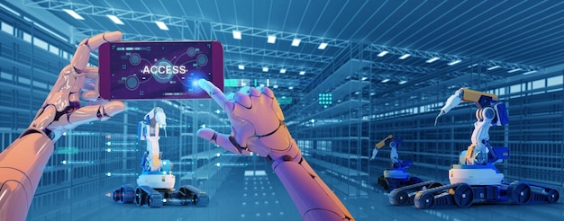 ai artificial intelligence cyber security privacy protection smart factory industry 40 m2m computer aided manufacturing 3d robot automated futuristic digital technology industry revolution