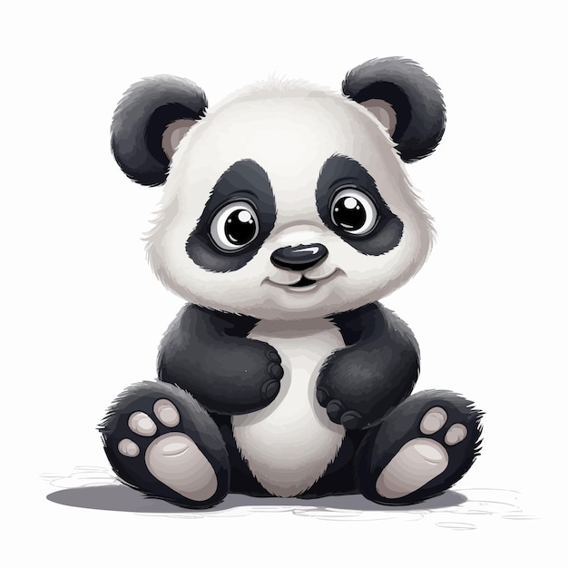 AI Cute Adorable Panda Illustrazione Sottofondo bianco