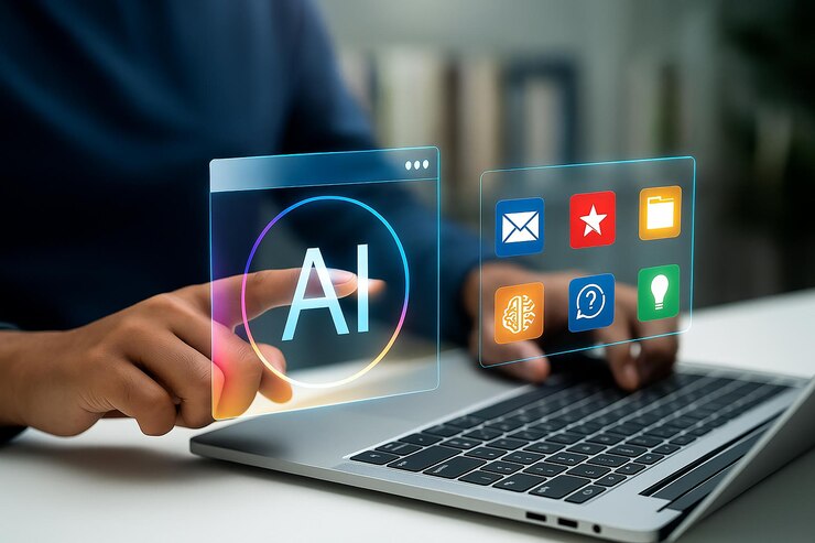AI e interfaccia digitale su un portatile