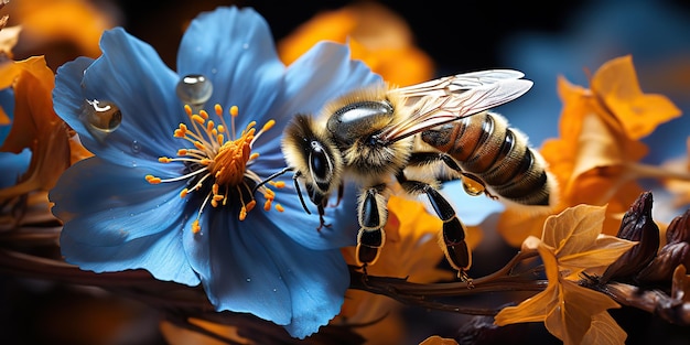 AI generata AI generativa Natura fiori selvatici all'aperto piantare fiori selvatiche dei campi fiorire con le api