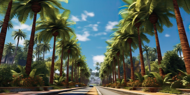 AI Generated AI Generative Amrican miami california road trip with palms Viaggi avventura