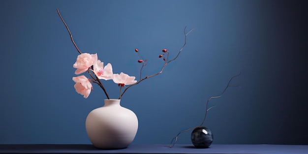 AI Generated AI Generative Arredamento decorativo per la casa con vaso di fiori vicino al muro