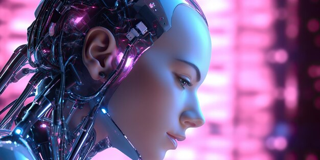 AI Generated AI Generative Female android photo illustation 3d render Futura intelligenza artificiale