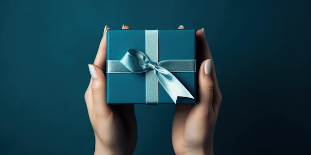 AI Generated AI Generative Foto illustrazione delle mani con scatola regalo presente Natale romantico