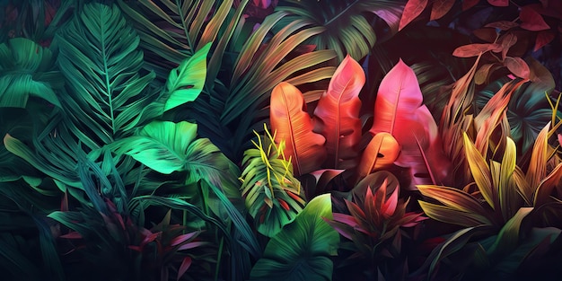 AI Generated AI Generative Jungle lascia un modello di colori caldi pastello tropicali esotici