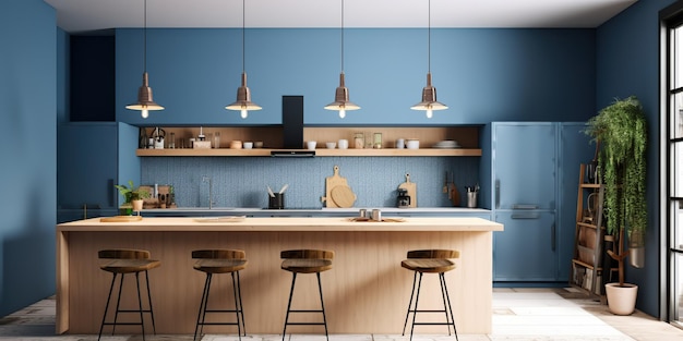 AI Generated AI Generative Kitchen moderna stanza di architettura in stile scandinavo minimalista