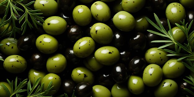 AI Generated AI Generative Olive nere e verdi sane verdure biologiche mescolano la decorazione