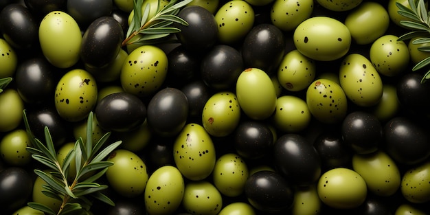AI Generated AI Generative Olive nere e verdi sane verdure biologiche mescolano la decorazione
