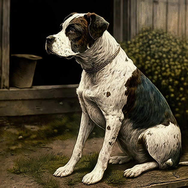 AI Generated AI Generative Photo realistica vecchia foto retrò vintage illustrazione di un simpatico cane da compagnia