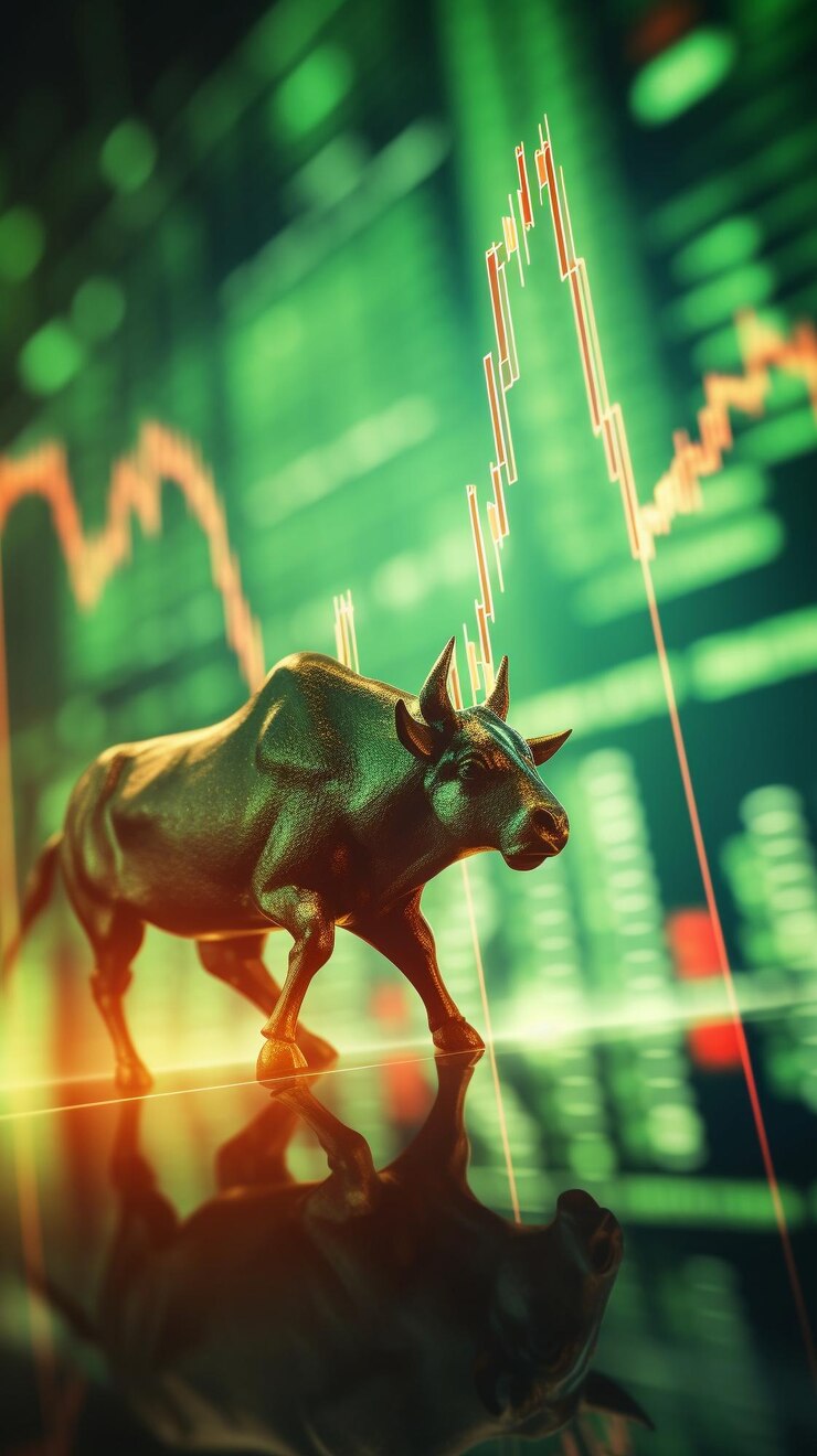 AI Generated stock bull market trading design concept background