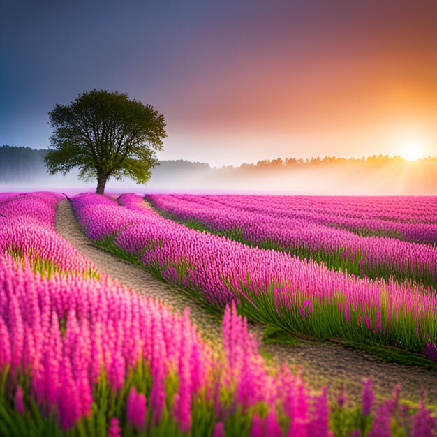 _ai_generatedCampi Cadi del sole Montagne Fiumi Alberi Fiori Primavera Autunno Cammino Lavanda Mea