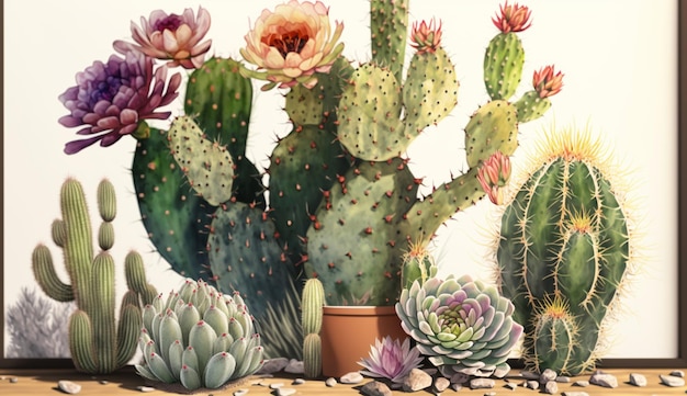 AI generativa del cactus dell'acquerello