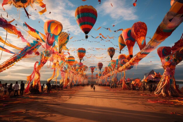 AI generativa del colorato festival indonesiano degli aquiloni