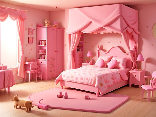 AI generativa della moderna camera da letto rosa