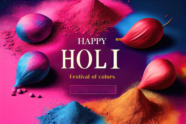 AI generativa di biglietti di auguri Holi colorati