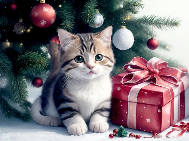 AI generativa di Natale del simpatico gatto