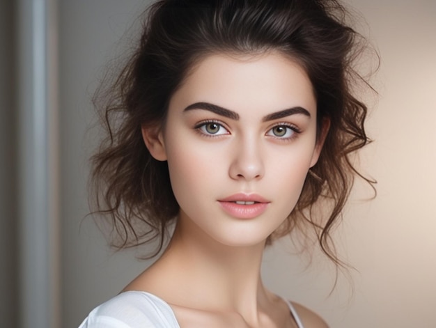 AI generativa Donna bel viso cura della pelle sana bellezza naturale giovane modella