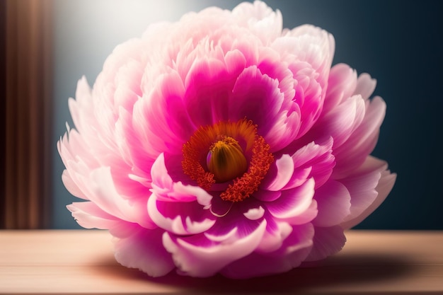 AI generativa Fiore di peonia fresco colorato in sfumature di rosa da vicino