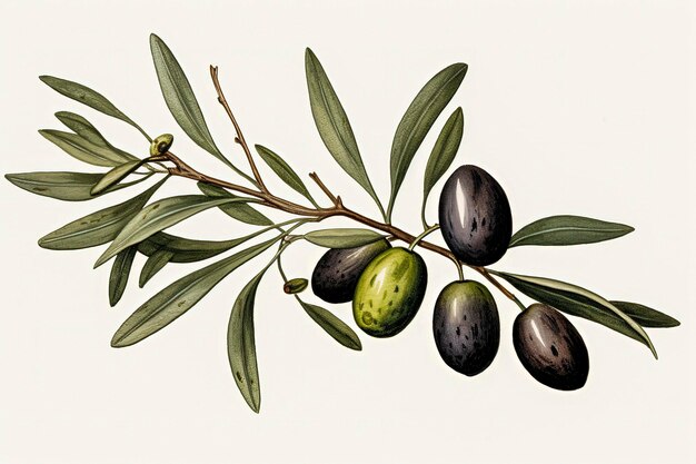 AI generativa Illustrazione di sfondo di olive verdi e nere con spazio discreto Stile di illustrazione minimalista con sfondi colorati