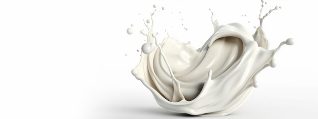 AI generativa Liquido scorrevole con spruzzi di colore bianco Banner fluido di latte cremoso lucido