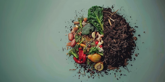 AI generativa metà del compost di rifiuti alimentari e metà del fondo ambientale del suolo biodegradabili