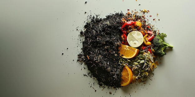 AI generativa metà del compost di rifiuti alimentari e metà del fondo ambientale del suolo