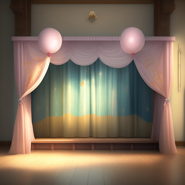 AI generativa Palco delicato con cortine sullo sfondo carino