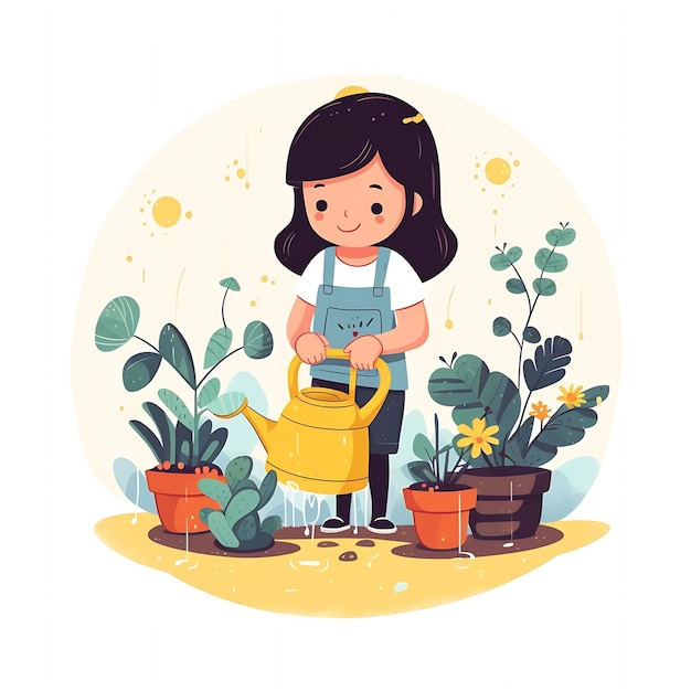 AI generativa Pianta da giardinaggio ragazza Donna che pianta ortaggi agricoltura giardiniere hobby e gard