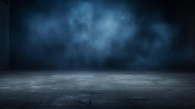 AI generativa Scena oscura vuota con effetto fumo Sala d'esposizione oscura