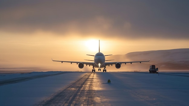 AI generativa Una pista di un aeroporto nell'Artico sta per essere autorizzata al decollo da un aereo